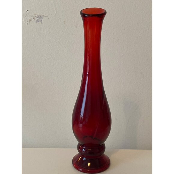Ruby Red Avon Glass Swirl Unforgettable Cologne Bottle Bud Vase Empty VTG - Picture 5 of 12
